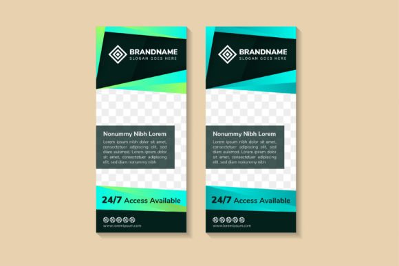Bright Vertical Roll Up Banner Graphics and Print Templates Review
