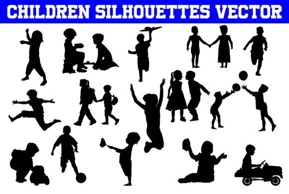 Children Silhouettes Vector Children
