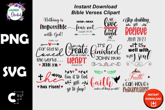 Christian Bible Verses Clipart SVG PNG for Graphics and Crafts