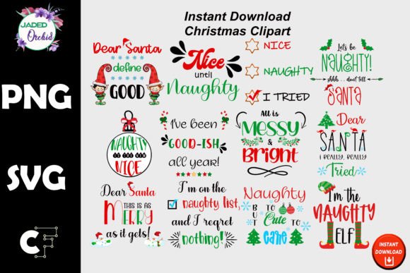 Christmas Clipart Funny Sayings SVG PNG for Graphics & Crafts