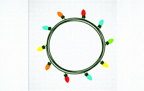Christmas Lights Wreath Frame SVG, PNG Graphics for Crafts