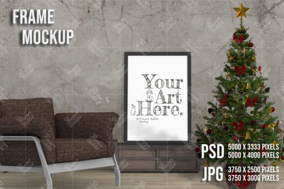 Cozy Christmas Wall Frame PSD Template for Graphics & Christmas Amp
