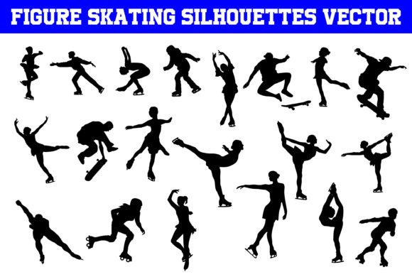 Figure Skating Silhouettes Vector Graphics for Crafts