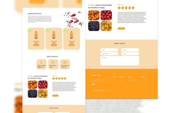 Landing Page Template Orange Drink: Graphics for Modern Landing Page Templates