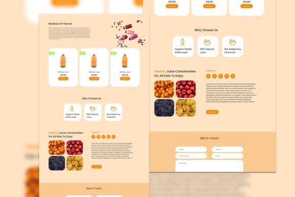 Landing Page Template Orange Water for Graphics and Landing Page Templates