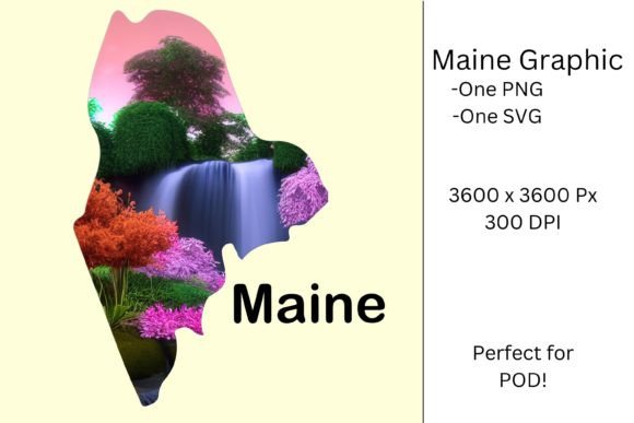 Maine Graphic-Waterfall and Flowers: A Designer’s Review for Crafts and Graphics