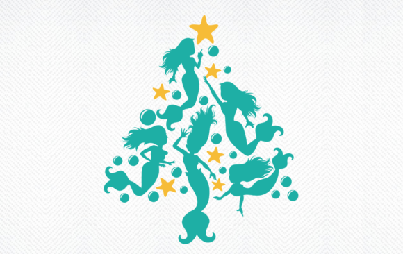 Mermaid Christmas Tree SVG, Beach File Graphics in Crafts