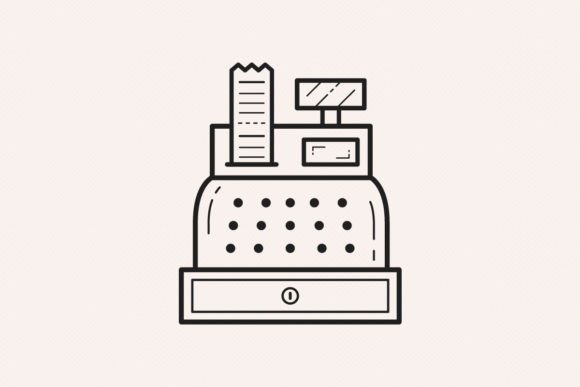 Revenue Cash Register Outline Icon for Graphics and Icons