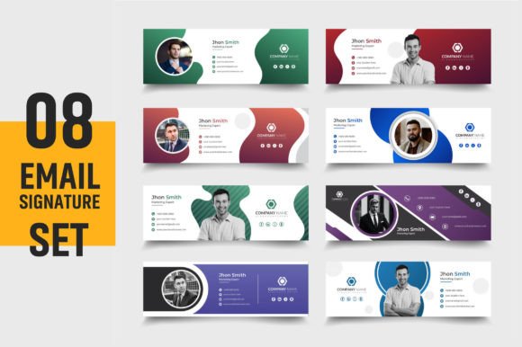 Simple Email Signature Design Set: Modern Graphics for Publishers