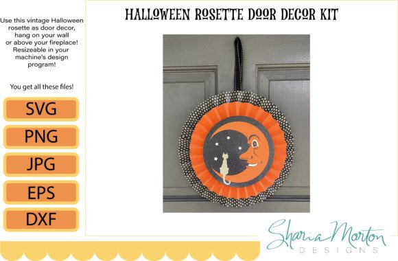 Vintage Halloween Decor Cat and Moon Graphics for Crafts